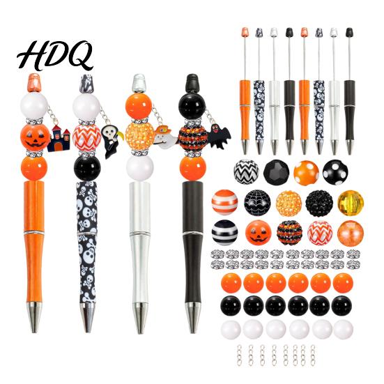 Art And Craft Materials for Adults 8PCS Halloween Beadable Pens, Assorted Acrylic Beads Decor, DIY Ballpoint Holiday Party Supplies Crafts Pen
