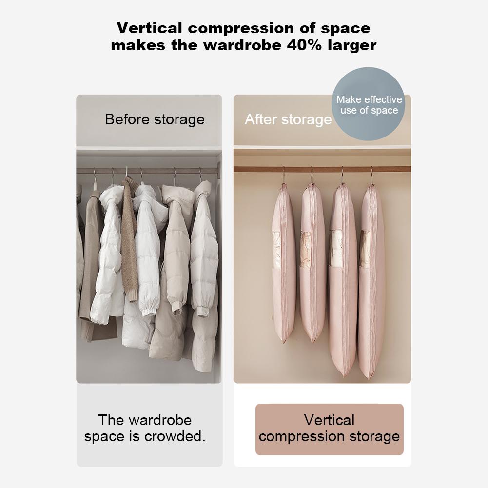 Space Saver Closet Organizer with Self Compression Zipper Dust Cover Clothes Bag Coat Storage Bag for Clothes Coats Jackets