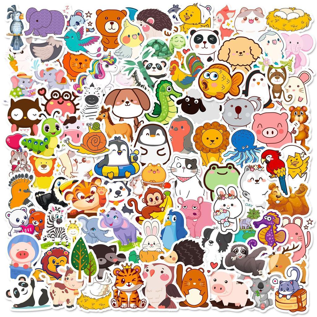 100 Small Size 4cm New Animal Hedgehog Mix Stickers Cute Cartoon Animal Collection Stickers
