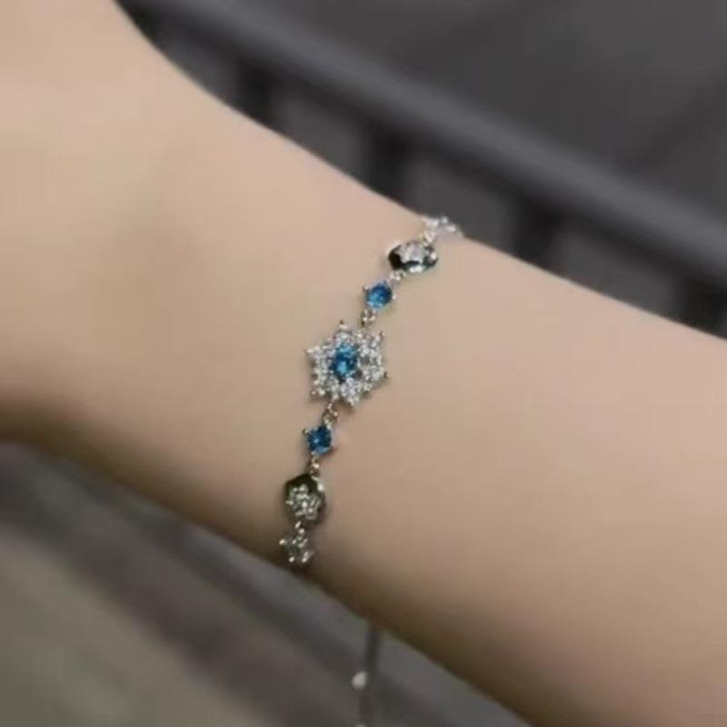 Sterling Silver Color Sparking Star and Moon Charm Bracelets for Lovers Couple Hand Chain Link Original Fashion Jewelry
