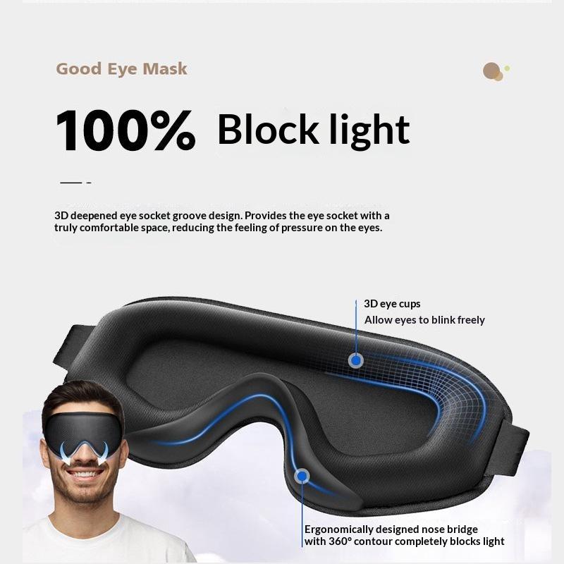3D Beschwerte Schlaf-Augenmaske Konturdesign Verdunkelnd Augenbinde Rutschfest Verstellbar Augenmaske für Zuhause Büro Nickerchen Flugreisen