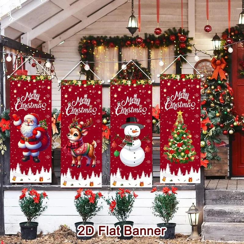 4pcs Christmas Hanging Flag Oranment Christmas Decorations for Home 2026 Xmas Hanging Pendant Navidad Noel Gifts New Year 2026