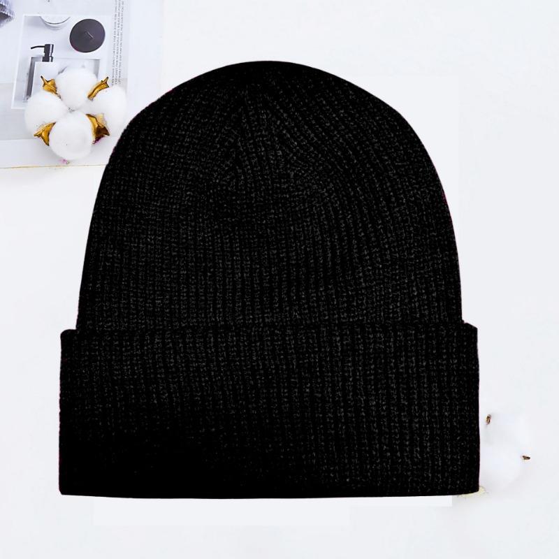 Winter knitted hat embroidered wool hat warm men's and women's simple fashion acrylic pullover hat