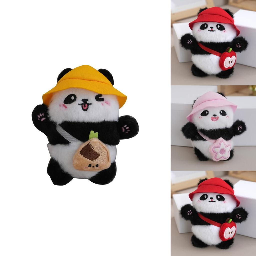 Lovable Tiny Plush Panda Backpack Keychain Colorful Cute Stuffed Toy Charm