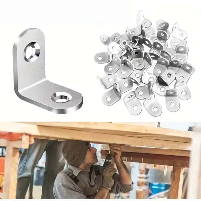 40pcs Stainless Steel L Brackets - Small Right Angle Corner Brace for Shelves, Wood Furniture, Chair, Drawer with 80pcs Screws