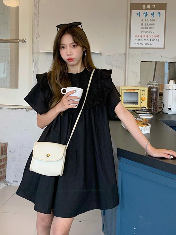 Plus Size Women's Dress Summer Korean Style Sweet Casual Loose Short Sleeves Dresses