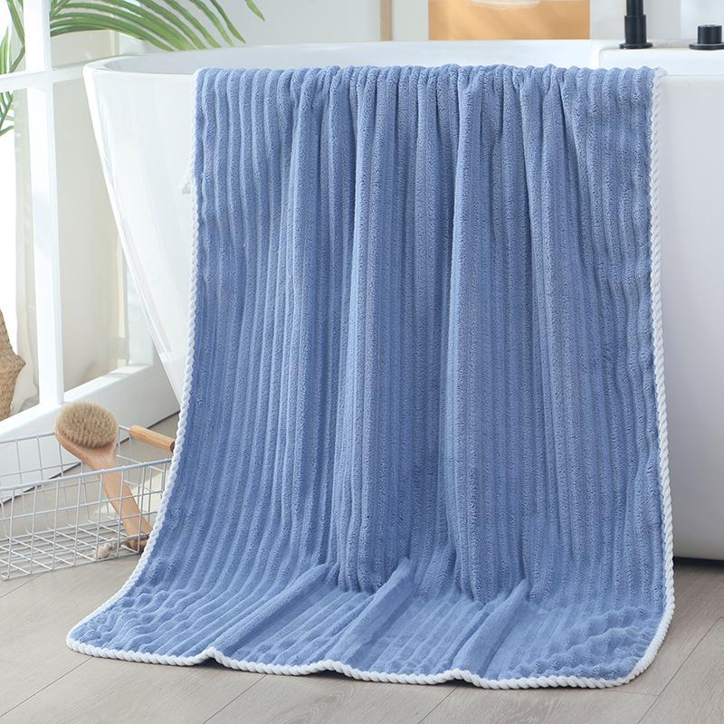 Cloud Grid Coral Fleece A Bath Towel, Quick-drying Wrap Towel, Enlarged and Thickened Household Bath Towel