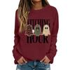Women's Casual Halloween Print Long Sleeve Crewneck Top for Fall Party and Everyday Wear