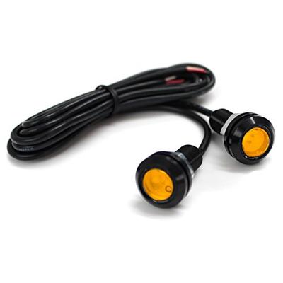 [Pack of 2] Waterproof Large LED Spotlight, Yellow, 0.7 Inches (18 Mm) (Black Socket)