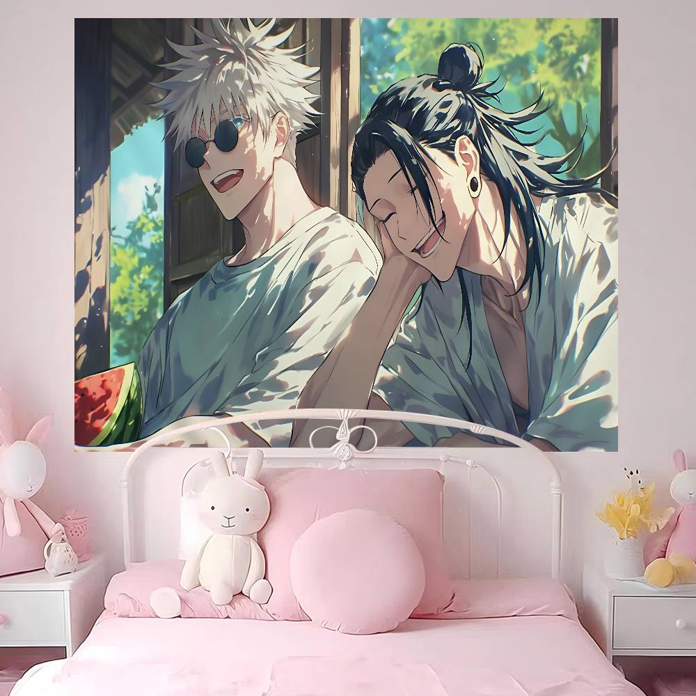 Jujutsu Kaisen Gojo Satoru Bedruckter Großer Wandteppich Hängendes Tarot Hippie Wandteppiche Schlafsaal Heimdekoration