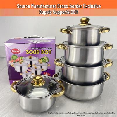Stainless Steel 10-Piece Cookware Set: Thickened Milk and Soup Pots, Ideal Gift
