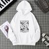 Street Fashion Lotus Flowers Printed Pattern Hoodie American Goth Hip-Hop Loose Casual Versatile Oversized Pullover Women