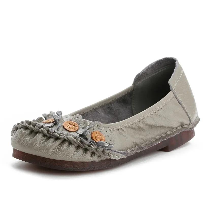 Moda Nuevos Flores Zapatos de Mujer Étnicos Alta Calidad Mocasines Moda Slip on Planos Zapatos Casuales Femeninos Suela Blanda Zapatos de Mamá 2024