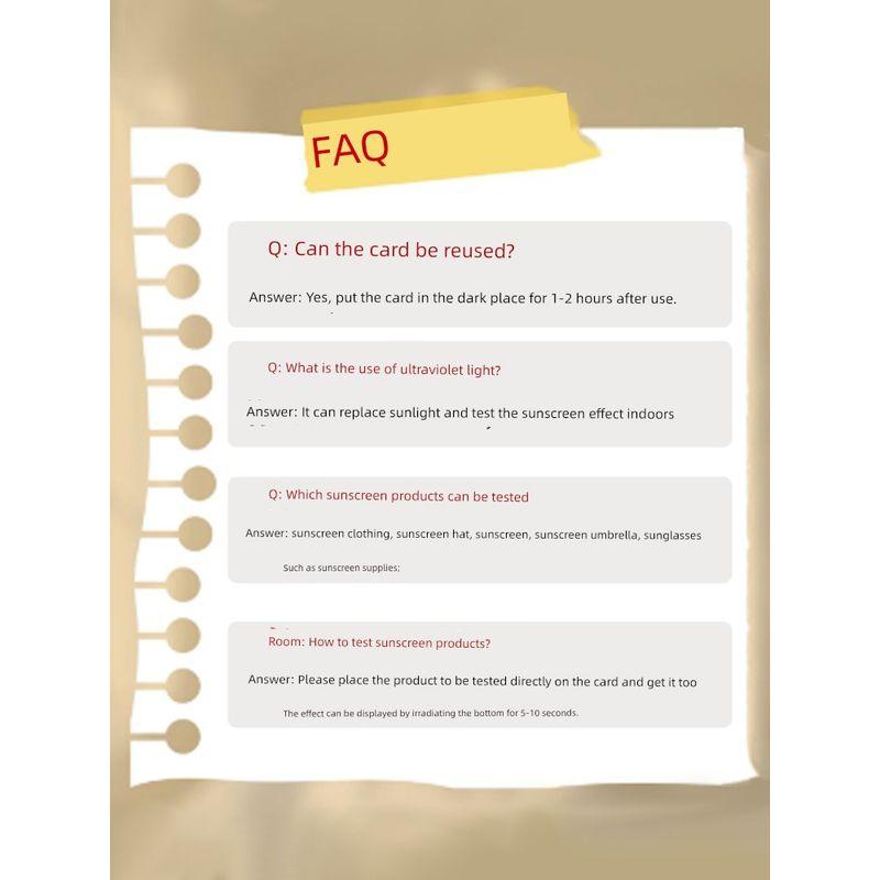 UV Test Card Lamp Sun Protection Clothing Skin Sunscreen Strength Indicator Card Test Paper Proximity Card UV Detection Blue Light