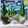 2D Impressionist Landscape Backdrop - Van Gogh Inspired Starry Night Tapestry for Photoshoot
