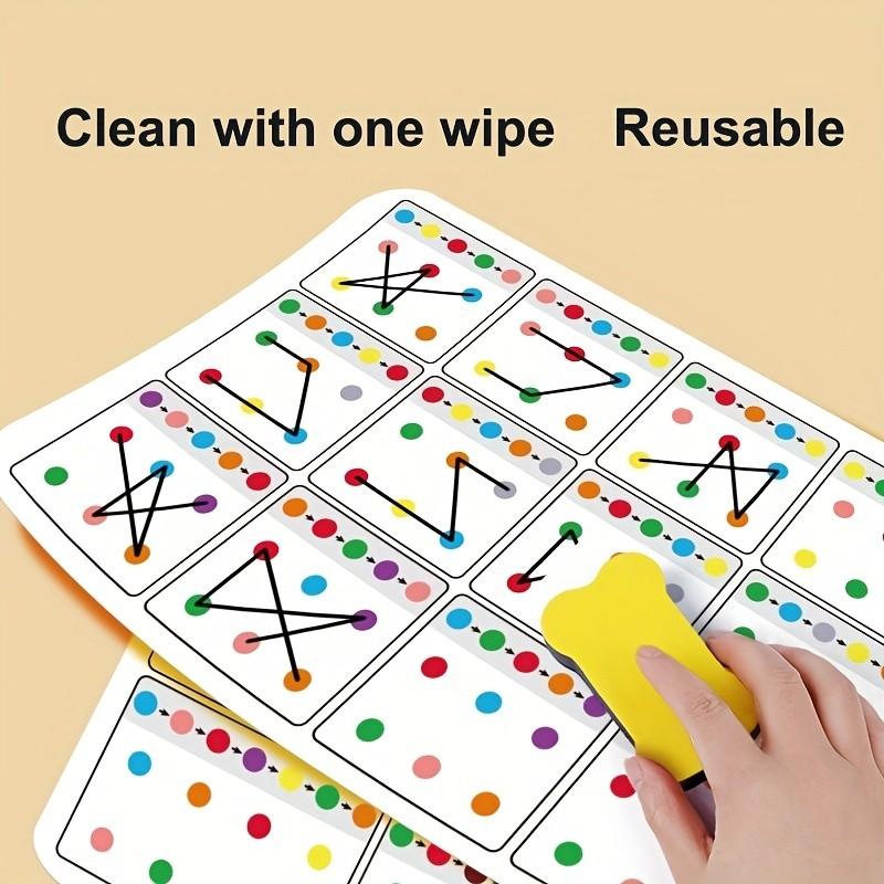 6pcs Visual Ttracking Workbook Montessori Attention Training Cards Practice for Kids Erasable Pen Training Connection Card