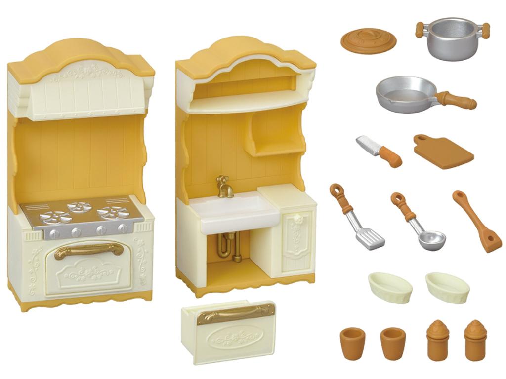 Sylvanian Families Furniture ST Mark Certified Toy Dollhouse for Ages 3 and Sylvanian Families by Epoch [Stove & Sink] Ka-420 Up,