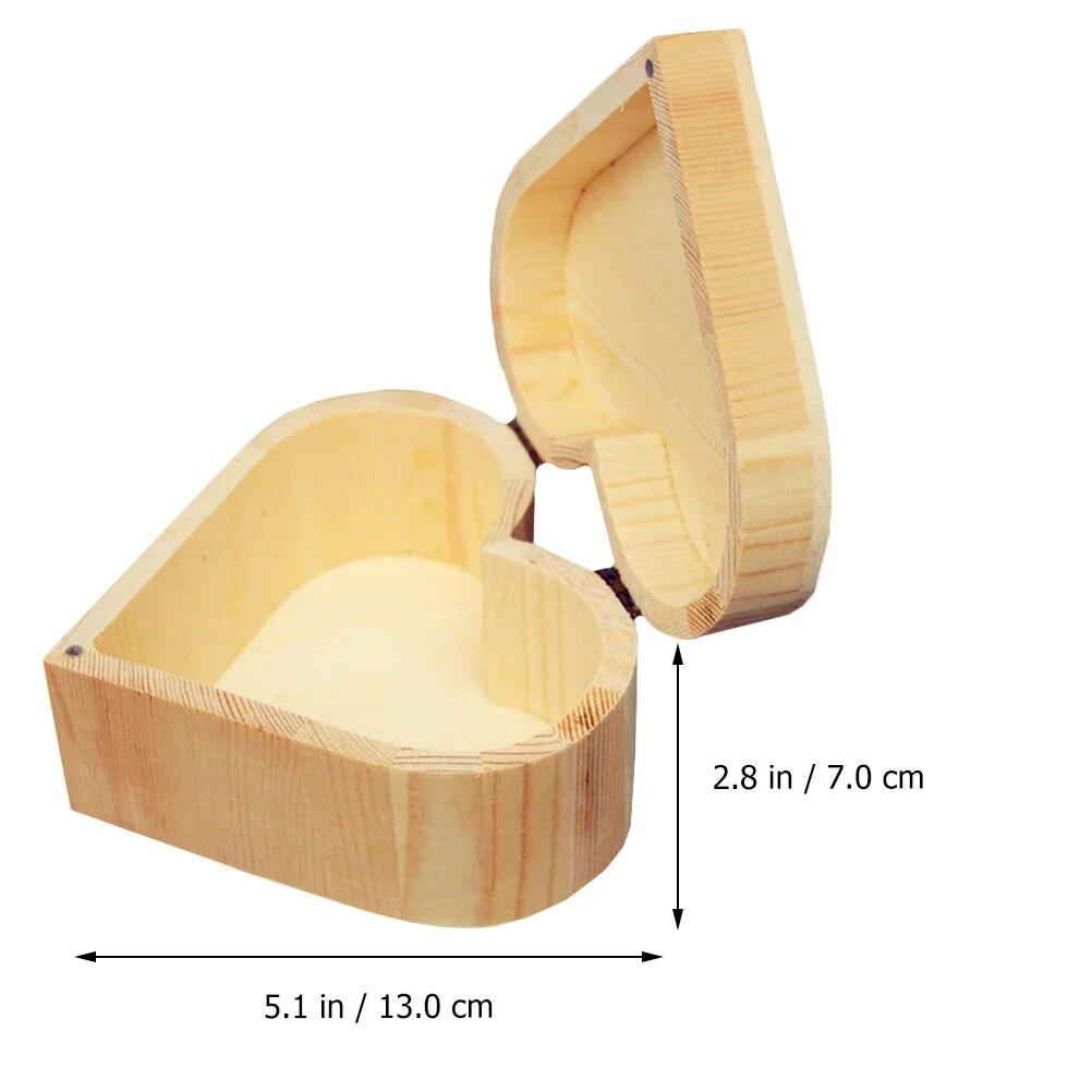 1PC Wooden Heart Box Decoration for Bedroom Creative Gift Case Simple Storage Chest Heart-shaped