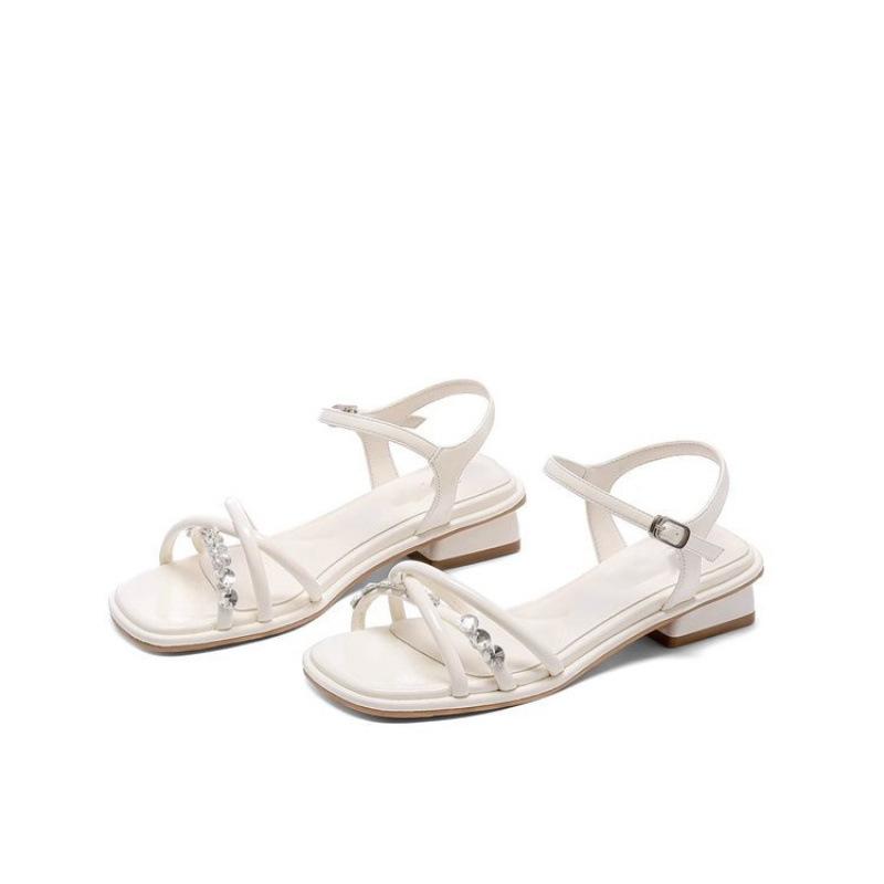 Celebrity Style Silver High-heeled Sandals Women's 2025 New Rhinestones with High Heels, Summer Wear Open-toed Roman Shoes