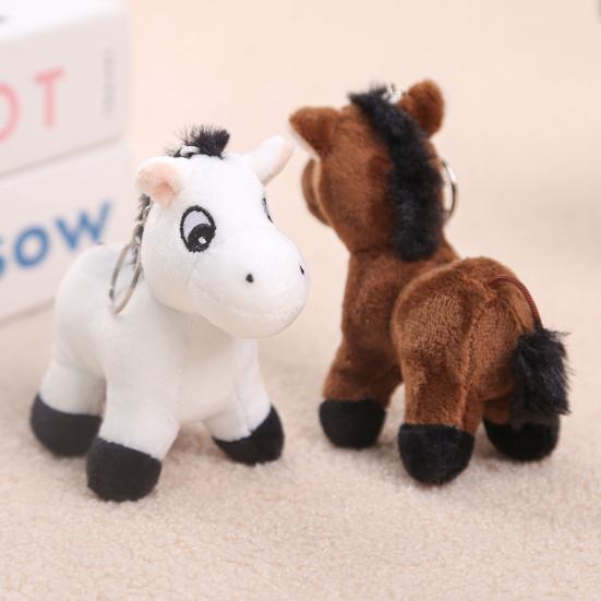 Yousheng Cute Cartoon Plush Horse Doll Keychain Miniature Stuffed Animal Keyring Bag Pendant Stress Relief Toy