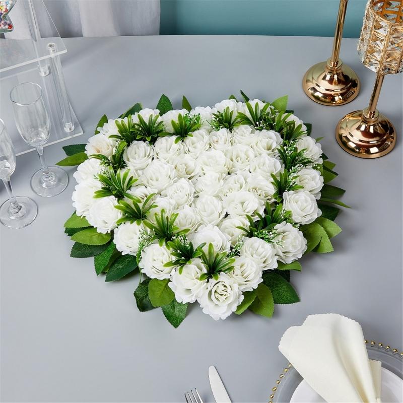 Heart Shaped Artificial Flower Decorations Photo Props for Wedding Centerpieces Road Leading Flower Rack Decorations