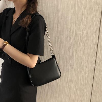 Black Patchwork Underarm Bag Europe and The United States Street PU Shoulder Women's Bag