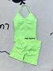 Auf Lager Nahtloses V-Ausschnitt Weste & Shorts Damen Yoga Fitness Set