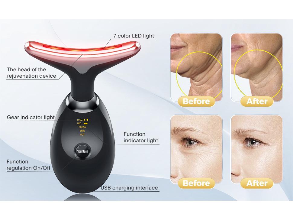 Cross-Border 7-Color Neck Wrinkle Massager & Vibration Beauty Device