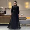 2024 Autumn European & American Hepburn Style High-end Rhinestone Long-sleeve Dress
