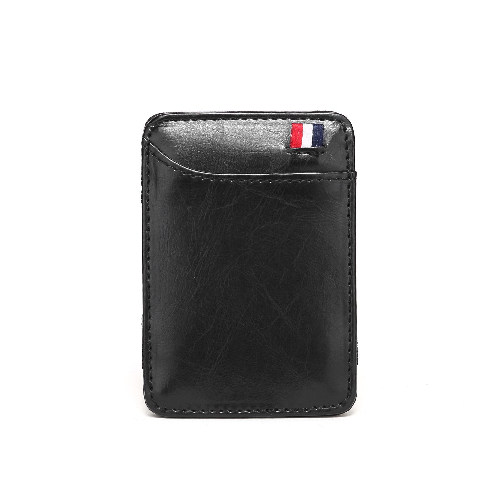 

In-Stock Unisex Korean-Style PU Leather Card Holder - Solid Color, Embossed Design