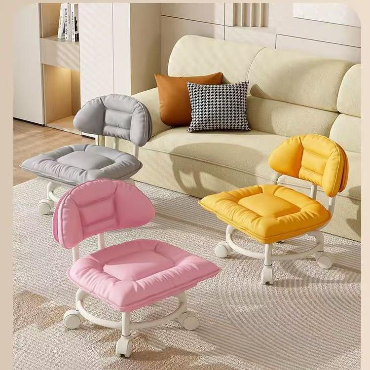 Soft Upholstered Baby Walking Stool with Silent Universal Wheels
