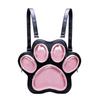 Cute Cat Paw Shape Backpack Teen Girls Daily Use Large Capacity PU School Bag Sweet Style