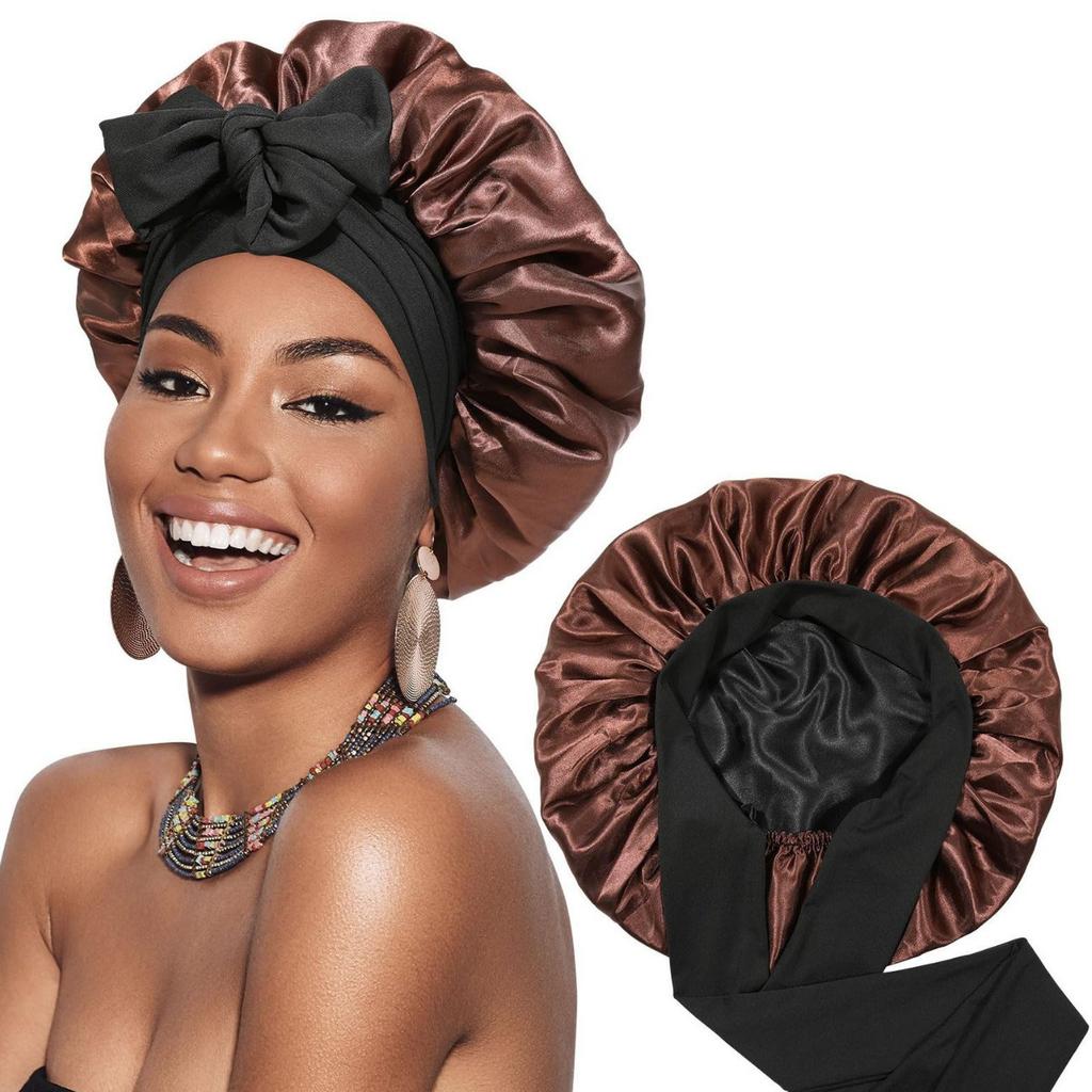 Double Layer Satin Hair Cap for Sleeping Bonnets for Women Round Haircare Women Headwear Night Hat Reversible Head Cover