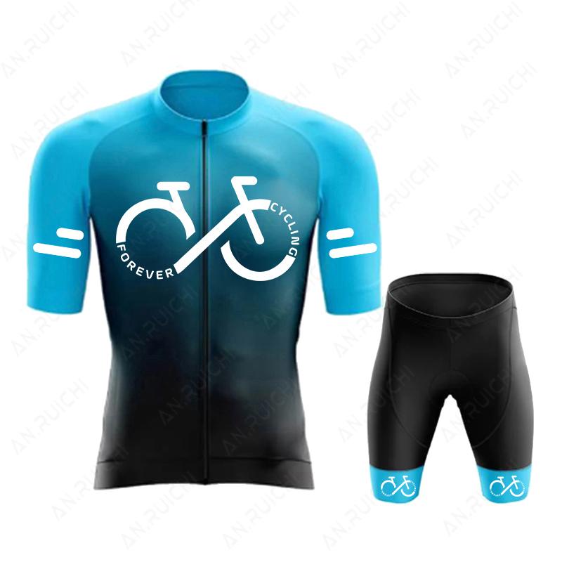 FOREVER CYCLING Series Cycling Jersey Set 2026 Summer Men's Short Sleeve Bicycle Cycling Clothing Gradient Color Mountain Bike Jersey Sportswear Suit