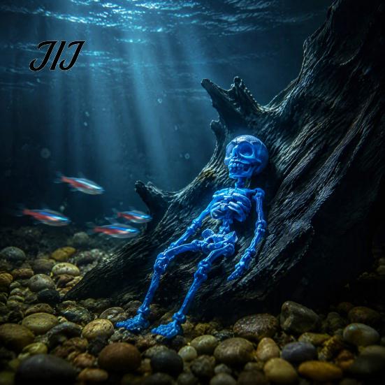 Desktop Gadgets for Pranks Dancing Skeleton Aquarium Bubbler, Halloween Dynamic Fish Tank Ornament, Skull Magnets Refrigerator 3D Printed Articulated