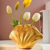 Modern Resin Art Flower Vases Coastal Clam Shell Shape Decorative Vases for Aesthetic Living Room Centerpieces Decors