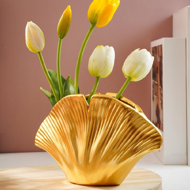 Modern Resin Art Flower Vases Coastal Clam Shell Shape Decorative Vases for Aesthetic Living Room Centerpieces Decors