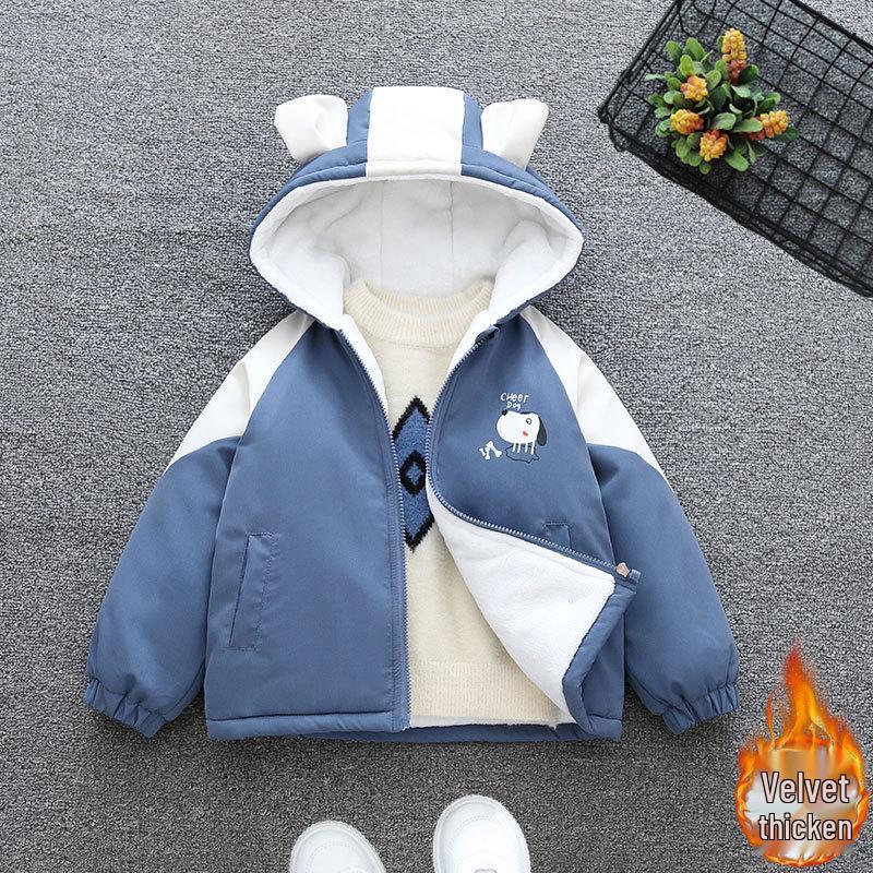 Boys' and Girls' Winter Cotton-Padded Fleece-Lined Thickened Parka 2025