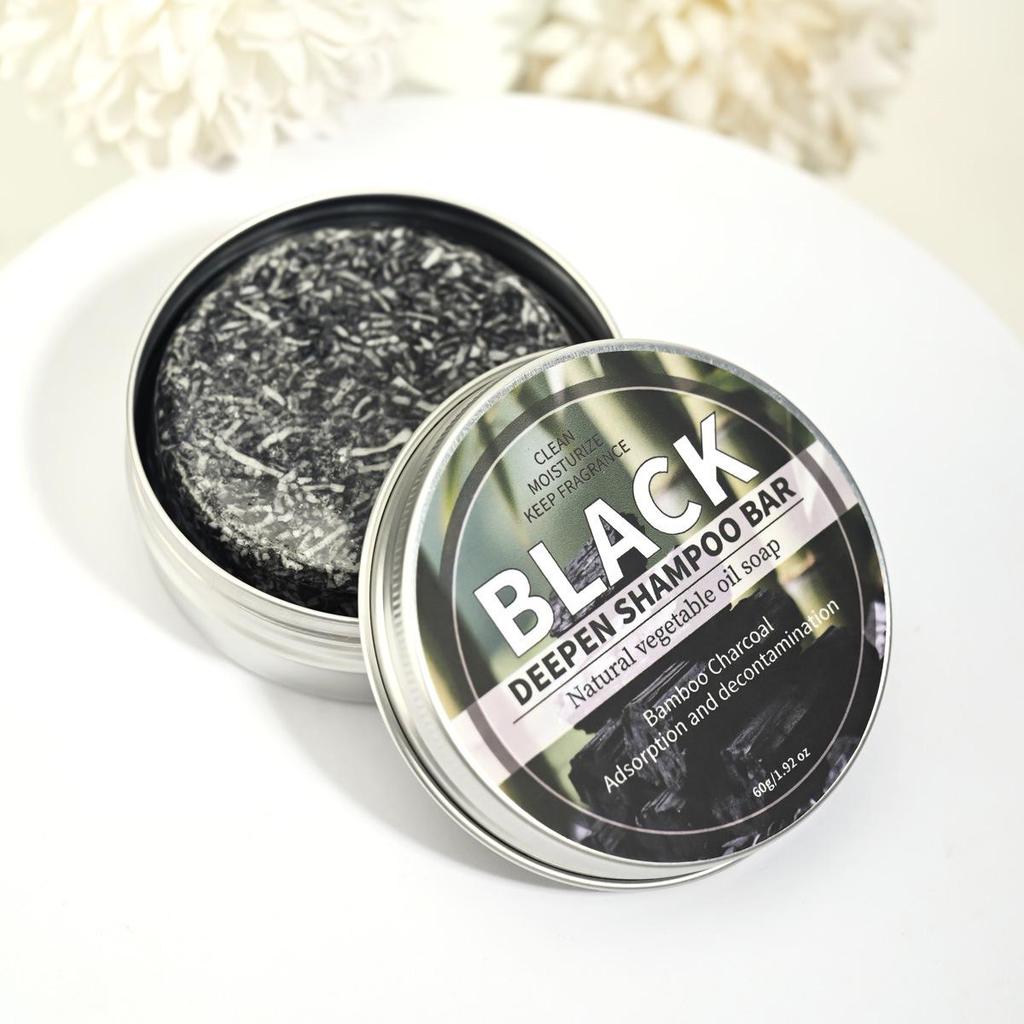 Black Handmade Essential Oil Shampoo Bar with He Shou Wu & Ginger for Nourishing & Blackening Hair