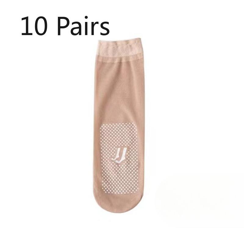 

10 пар женских летних ультратонких клейких нескользящих носков-подследников с защитой от зацепок 10 Pairs телесный