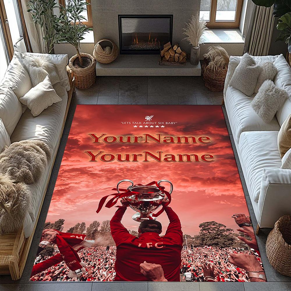 Liverpool Customize Your Name Floor Rug Office Rug Design for Bedrooms Hallway Living Rooms Balcony Antislip Carpet Anime Office Decor