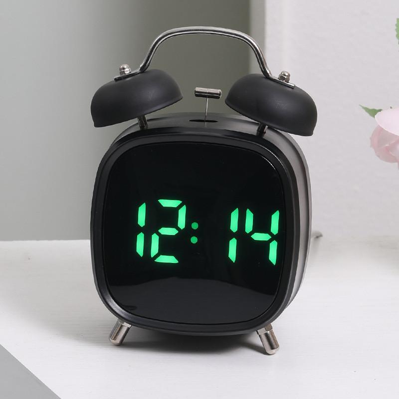 Electronic Metal Alarm Clock Featuring Led Screen And Powerful Chime For Home Sleep Aid