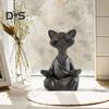 Meditation Cat Statue Sitting Kitten Resin Figurine Zen Yoga Animal Sculpture Home Office Bookshelf Desktop Decoration Ornament