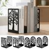 2Pcs Hollow Tree Pattern Metal Bookends T-Shape Non-slip Book Holder  Gift