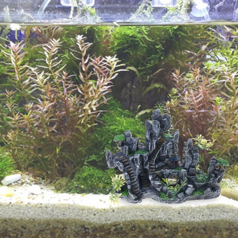 Mountain View Rockery Aquariums Ornaments Enhances Fishtanks with Natural Hiding Cave and Life Like Scene Landscape Decors