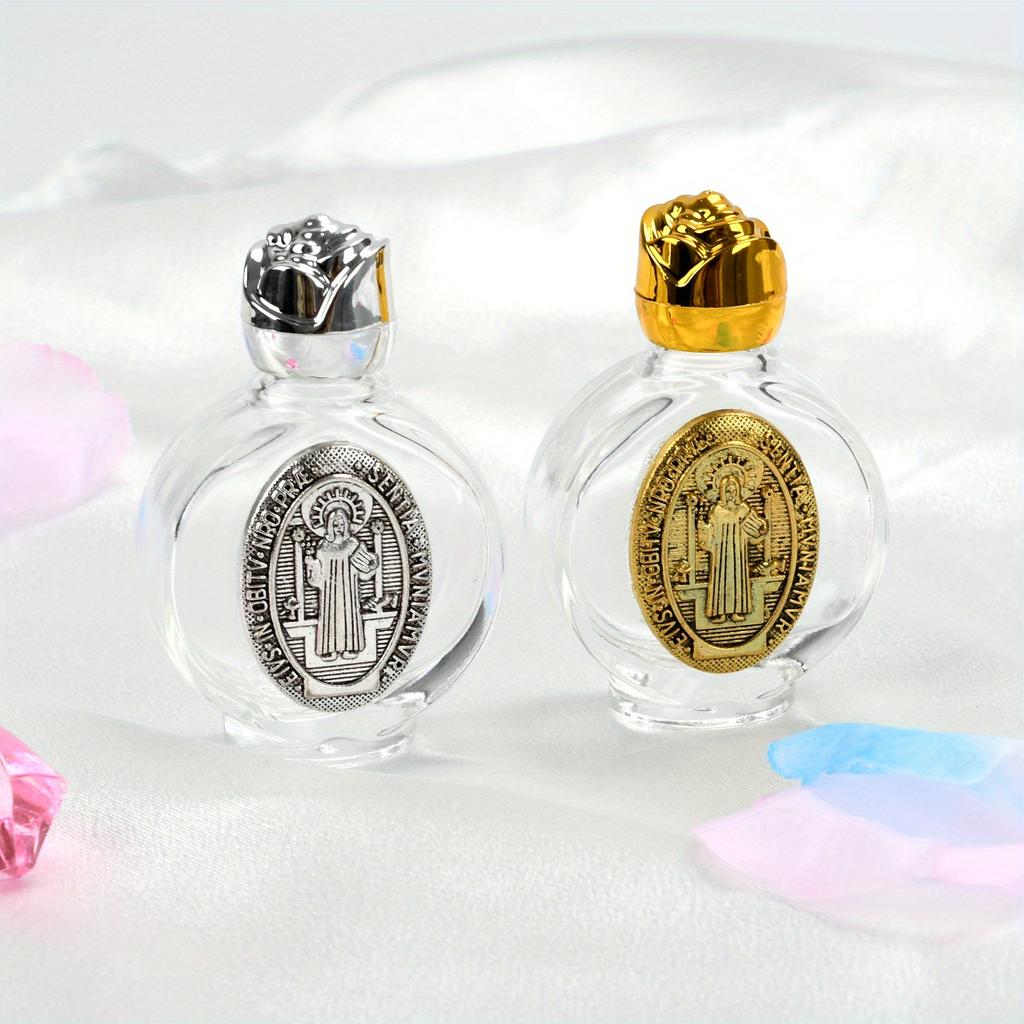 1 Stück Weihwasserflasche Heiliger Benedikt Religiöses Kreuz Flasche Christliche Jungfrau Skulptur Flasche Weihwasserflasche