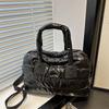 Yogodlns Leisure Zipper Shoulder Bag Women's Retro Sewing Thread Large Capacity Soft Versatile Commute Shopper Tote Casual Handbags