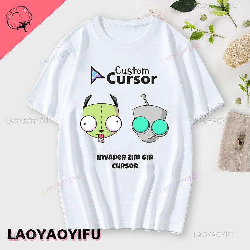 Lustiges Invader Zim Invader Gir Grafik T-Shirt Bild Männer Frauen Baumwolle Camisetas Cartoon Retro Baumwoll-Tees Liebliche Streetwear Oberteile
