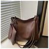 Two Sets Of Casual Solid Colour Large Capacity Retro Fashion Texture Shoulder Tote Bag For Women