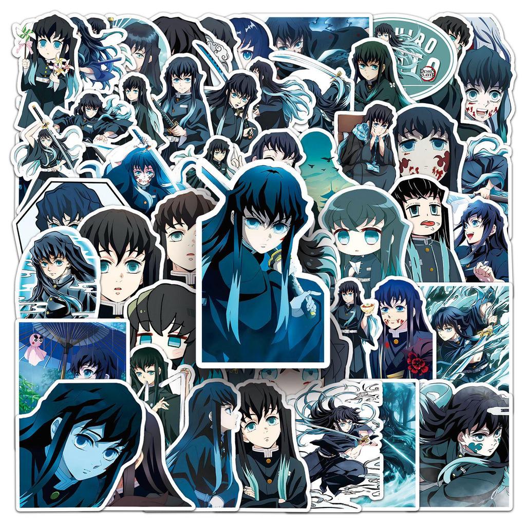 50 Tokito Muichiro Graffiti-klistremerker: Japansk Anime Demon Slayer Dekor for Telefondeksler & Vannkopper
